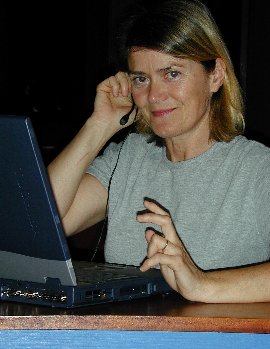 Bernadette at her desk